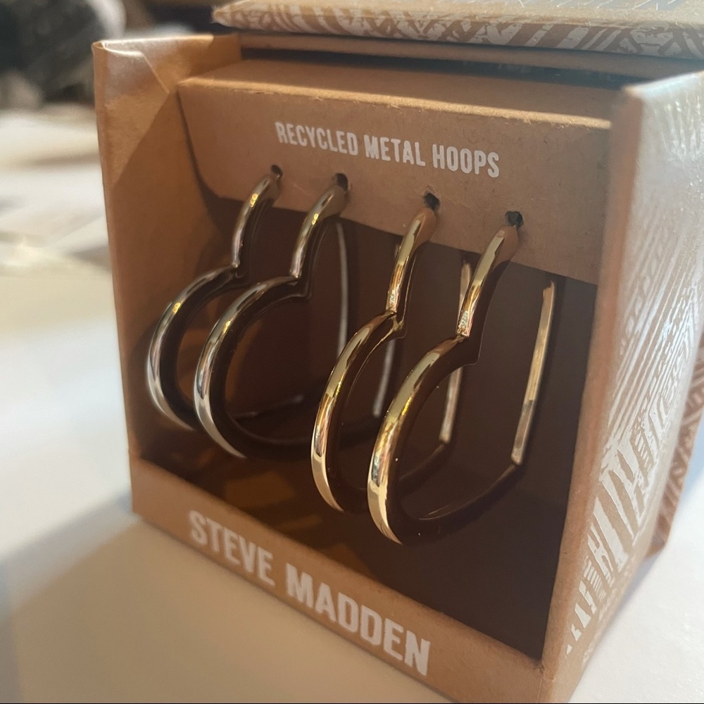 Steve Madden Heart Hoop Earrings